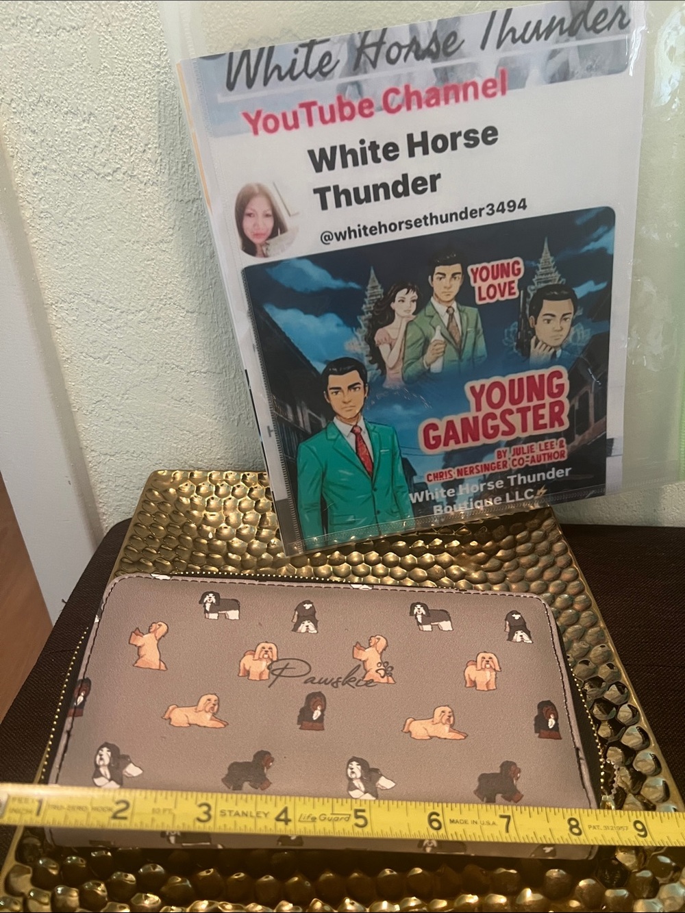 #2282Pawskiie Gray Dog Print Zip Wallet - Picture 3 of 15